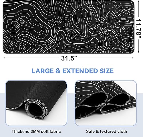 Miniatura 2 de Alfombrilla de mouse para juegos de 31.5 x 11.8 pulgadas, alfombrilla de mouse grande para teclado y mouse con base de goma antideslizante,