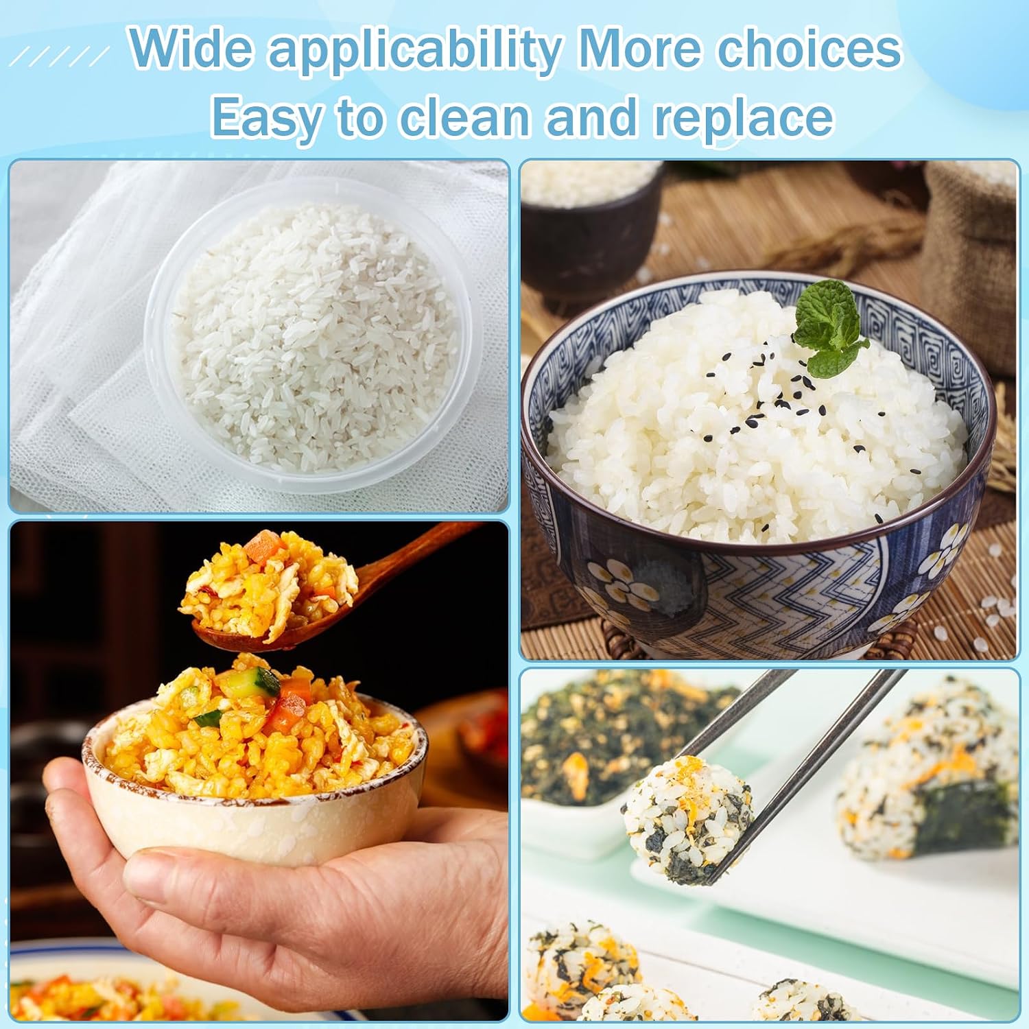 4 PCS 39.4x45.3 inches Rice Net, Non-Stick Sushi Rice Cooking Net Rice Cooker Napkin Reusable Cooking Steam Cloth for Home or Commercial