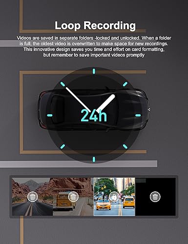 Miniatura 5 de iZEEKER Cámara de tablero de 2.5 K delantera y trasera con tarjeta SD, tablero de cámara de coche de 1440P, cámara de control dual para automóviles