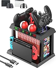 Controller Charger & Switch Game Storage Station for Nintendo Switch and OLED Joy con Charging Dock, Kytok Switch Game Storage Case, TV Dock, Pro Controller and Accessory Kit Storage Case
