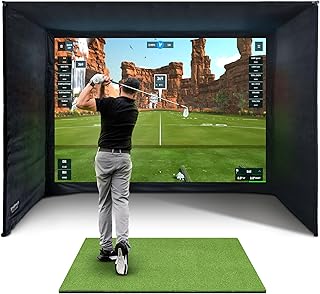 SimSpace Golf Simulator Enclosure with Impact Display Projection Screen, use with All Golf Launch Simulators and Monitors.