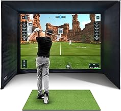 SimSpace Golf Simulator Enclosure with Impact Display Projection Screen, use with All Golf Launch Simulators and Monitors.