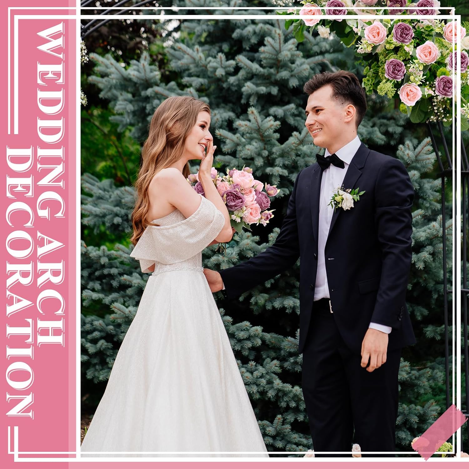 8 Bundles Artificial Peonies Flowers Boho Faux Flowers Arrangements Artificial Centerpiece Spring Bouquet Floral Wedding Decoration for Vase(Pink, Dark Pink) - Image 6