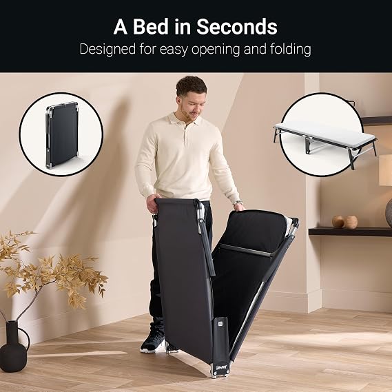JAY-BE CE70 Compact Folding Bed with Mattress, Cover & Protector, Single