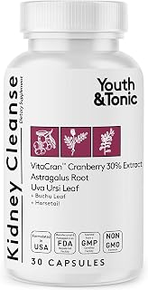 Youth & Tonic Kidney Cleanse Detox for Residual Metabolic Waste & Excess Body Water for Urinary Tract & Bladder Health 30 Capsules