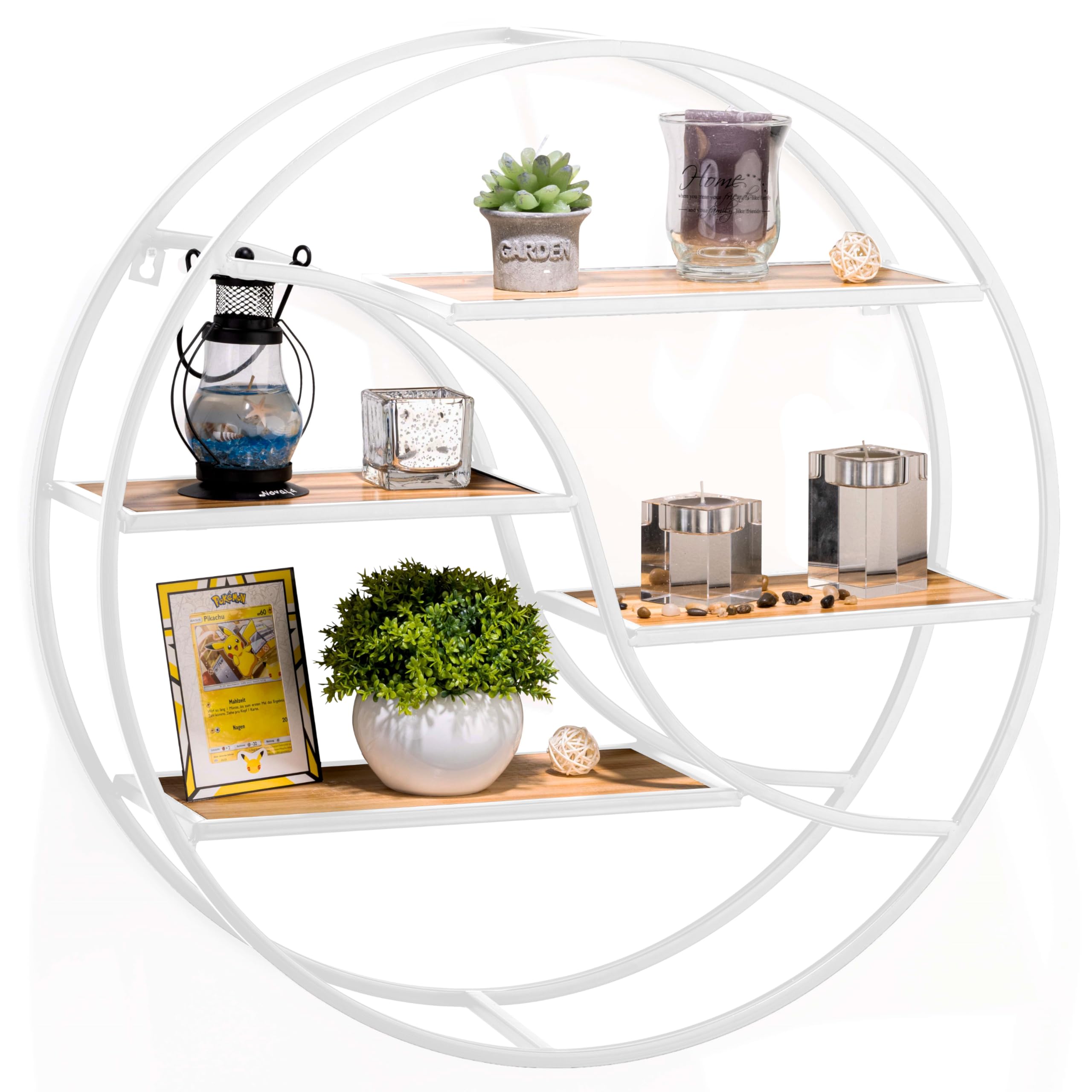 NMDCDH Étagère Murale Étagère Ronde à 3 Niveaux, étagères Décoratives En Métal Et En Bois Pour Organisateur De Rangement Pour Cuisine, Salle De Bains, Chambre à Coucher (Couleur: Noir