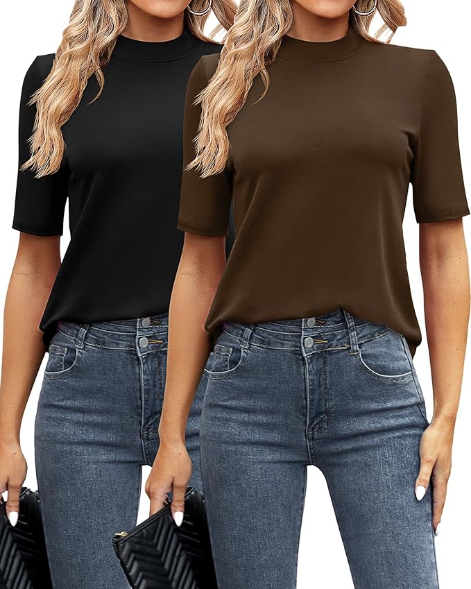 Ficerd 3-pack tops met 3/4 mouwen voor dames, ronde hals, casual, trendy, losse T-shirts(Zwart, Wit, Lichtgrijs,S Ficerd 3-pack tops met 3/4 mouwen voor dames, ronde hals, casual, trendy, losse T-shirts(Zwart, Wit, Lichtgrijs,S