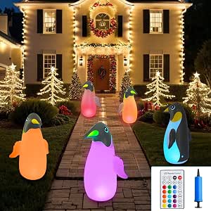 SUPERNIGHT Solar LED Inflatable Penguin Lights, 2-Pack
