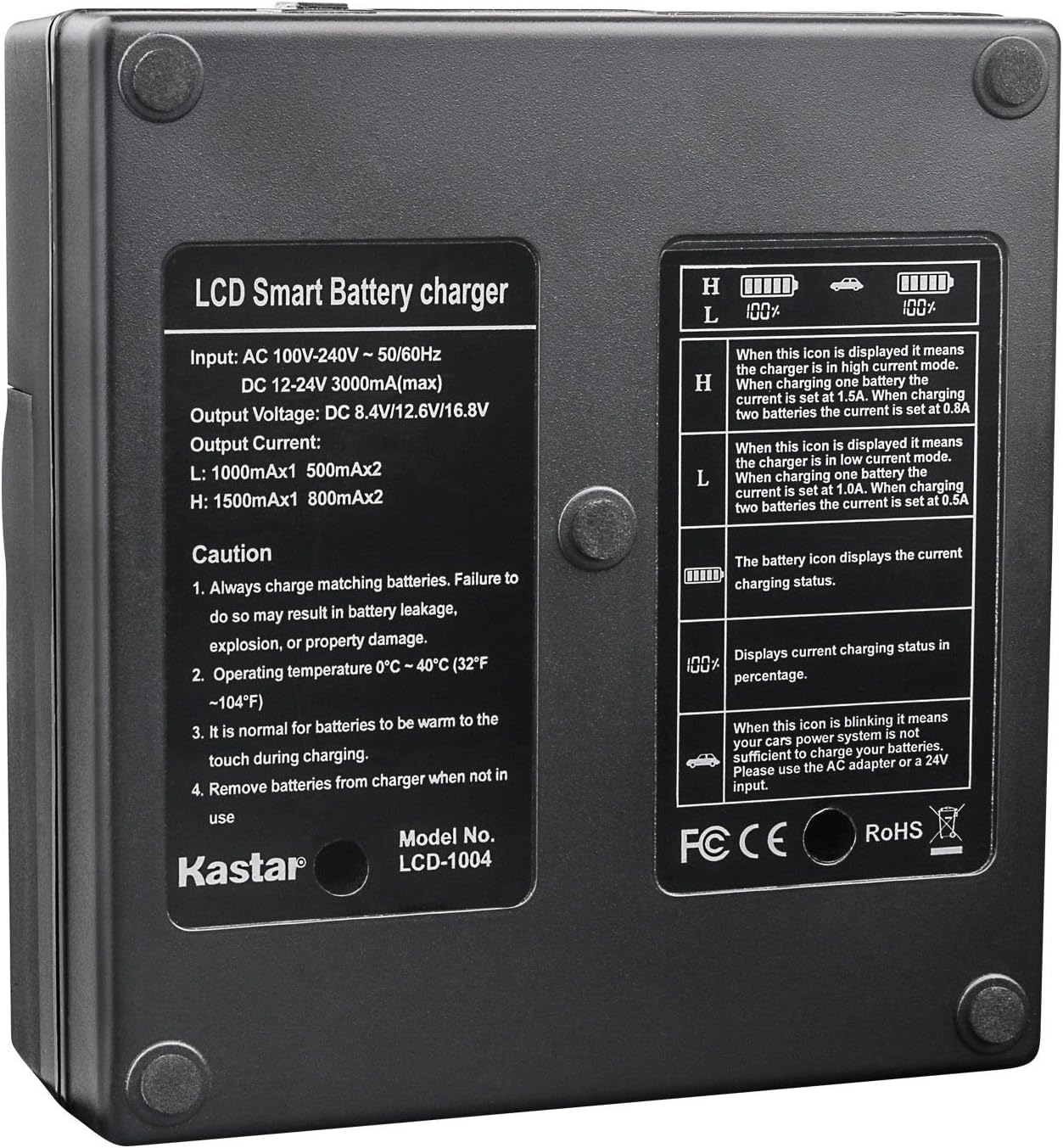 Kastar LCD Dual Fast Charger for Sony NP-FZ100 BC-QZ1 and Sony Alpha 9, Sony A9, Sony Alpha 9R, Sony A9R, Sony Alpha 9S, Sony A9S, Sony A7 III, Sony A7RIII, Sony A7R3, Alpha a6600 Camera