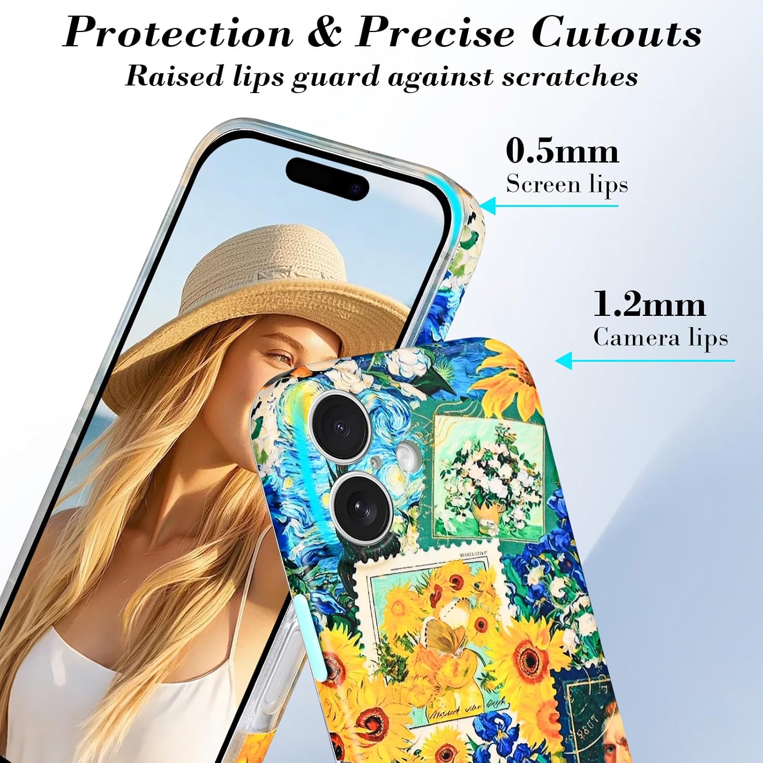 Magnetic for iPhone 17 Case Van Gogh Sunflower Collage Shockproof Cover image 5