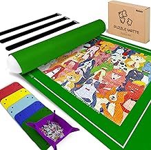 Puzzle Mat with 6 Colourful Felt Sorting Trays - Puzzle Mat Roll 500/1000/1500 Pieces, Practical Accessory for Storing and Transporting Puzzles (Green)