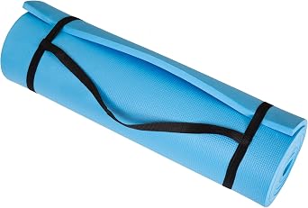 Thick Yoga Mat - Double Sided 1/2-Inch Workout Mat - 72x24-Inch Exercise Mat for Home Gym Fitness or Pilates with Carrying Strap by Wakeman