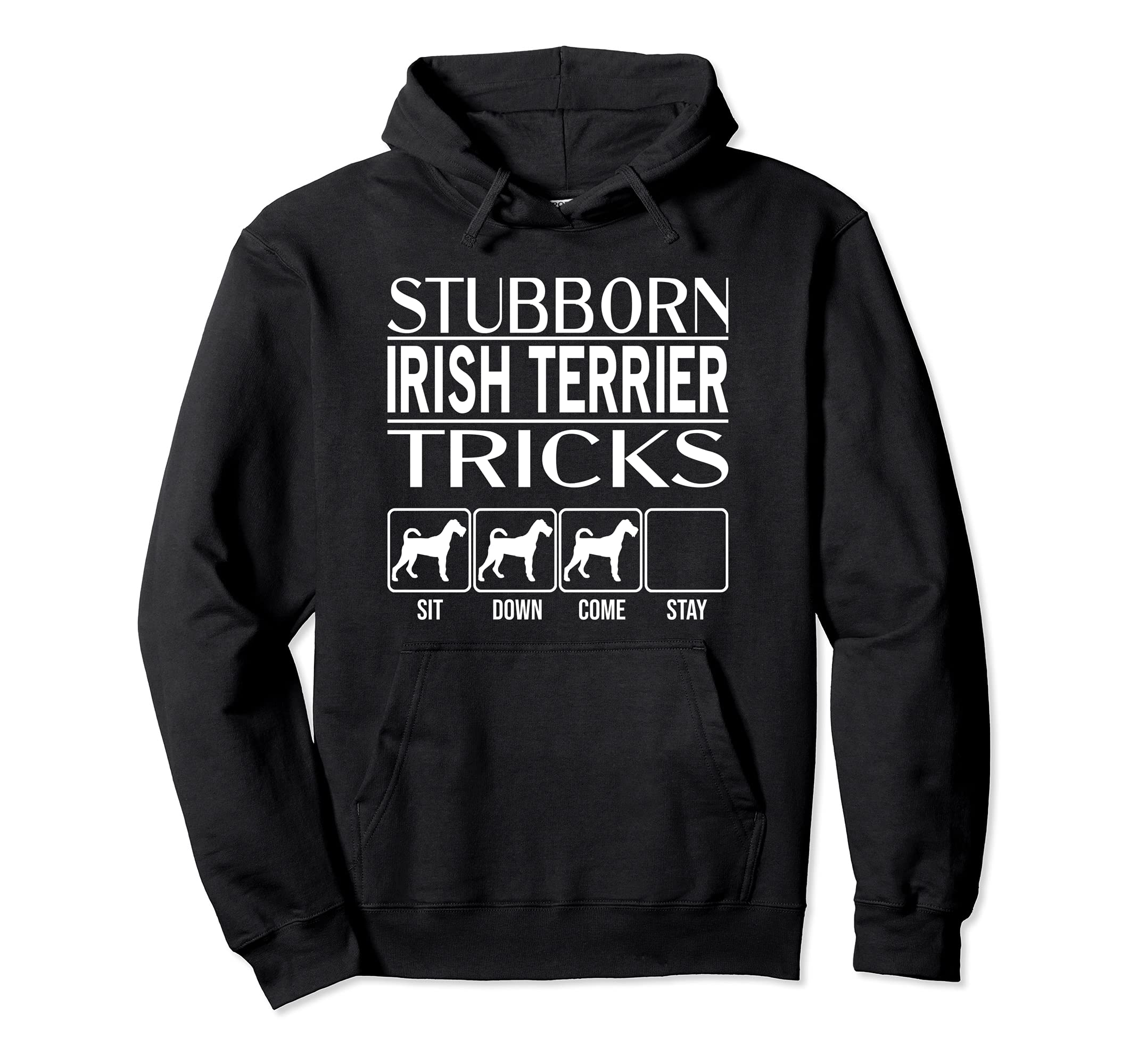 Stubborn Dog Tricks, funny dog gift, Funny Irish Terrier Pullover Hoodie, Black