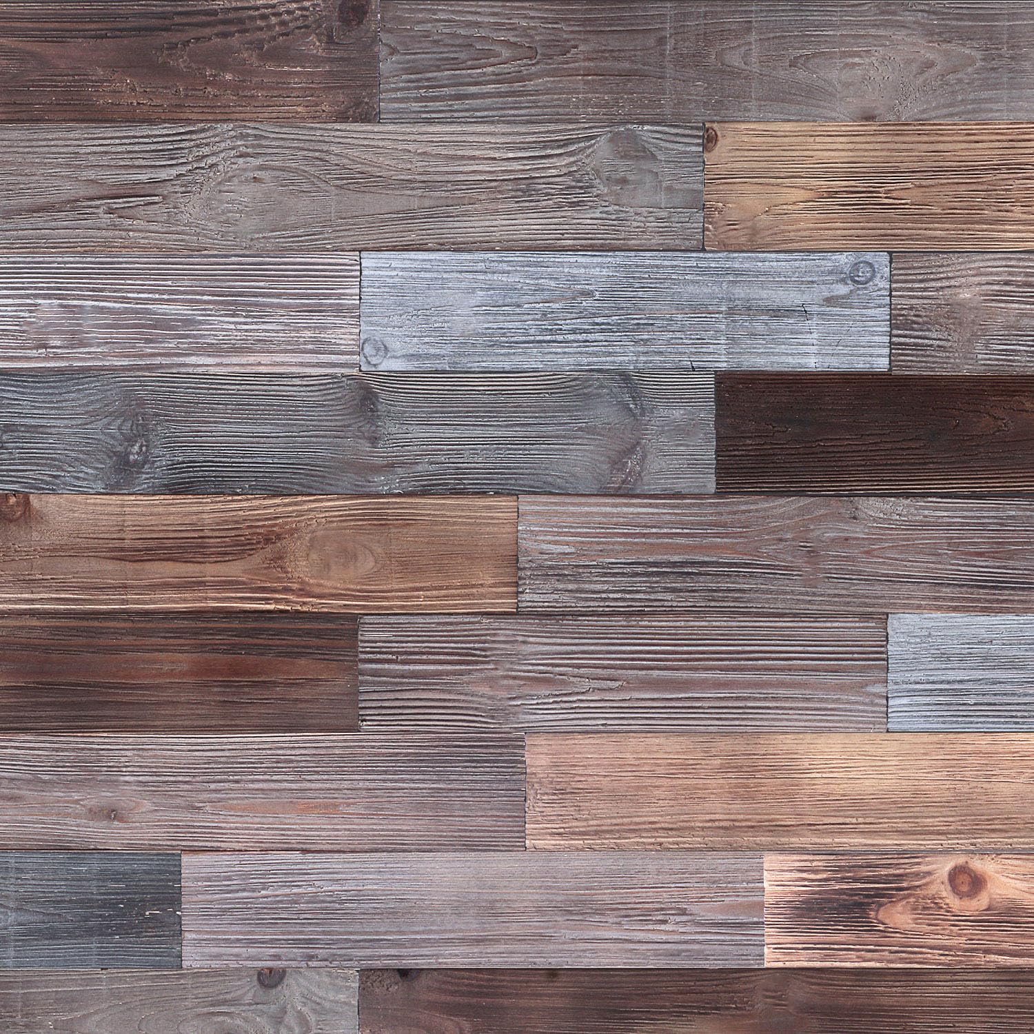 GNIYNAY Peel and Stick Wall Panels, Real Solid Wood Planks, Rustic Reclaimed Barn Wood Paneling for Accent Walls, Brown Gray Combinations, 1 sq. m