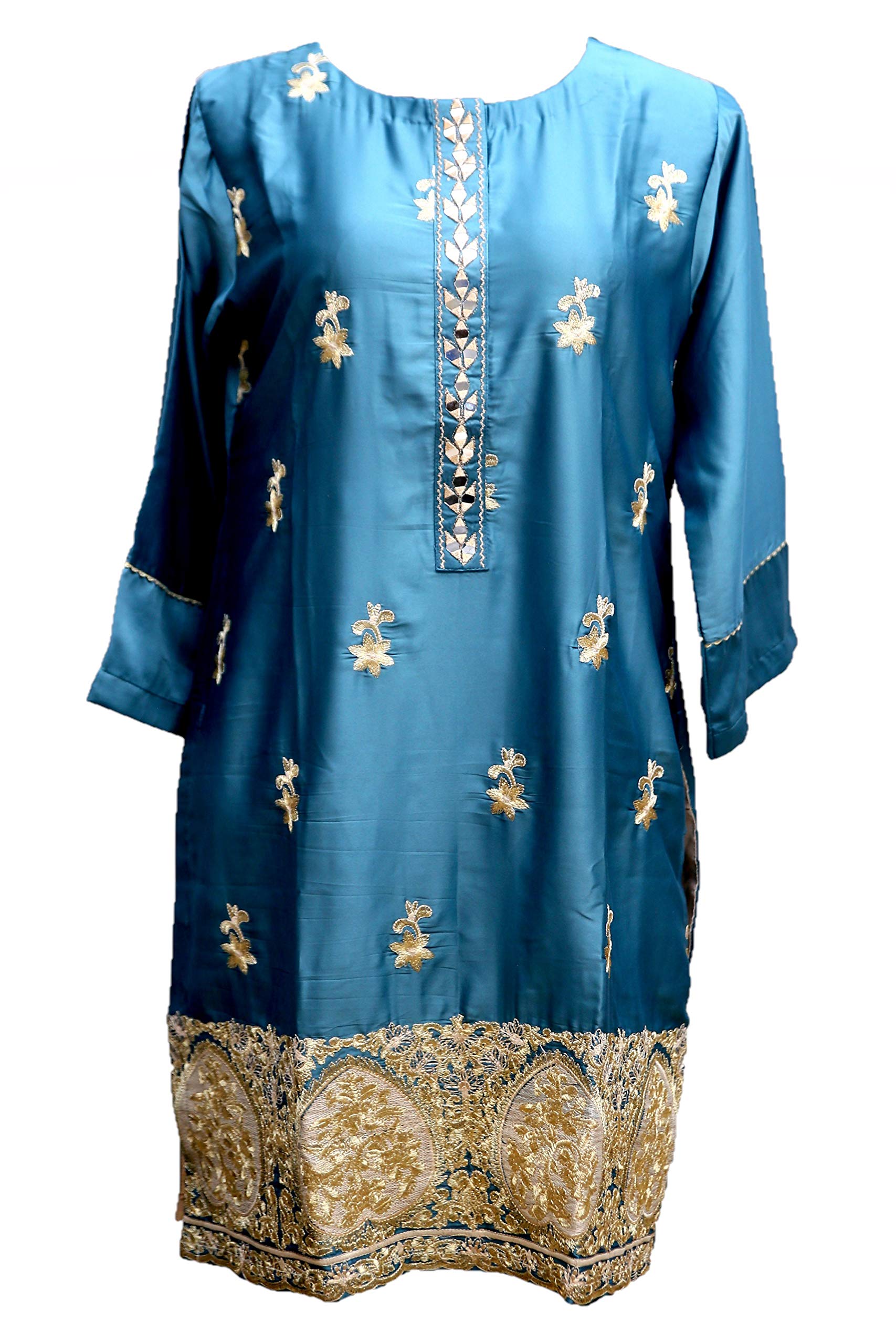 SUFIA FASHIONSWomen Indian Pakistani Kurti Kurta Kameez Fancy Embroidered Party Silk Tunic Tops Ethnic Dress Lace Long Kurtas UK