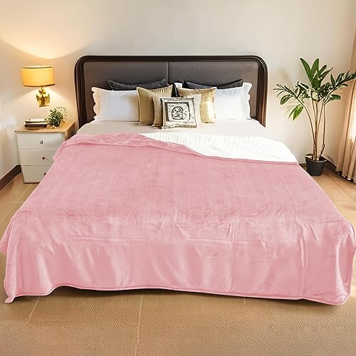 LaffyLo Electric Heated Blanket Queen Size - 84"x90", Soft Flannel Heating Blanket, 10 Heating Levels, 1-12 H Auto Shut Off, Dual Controllers, Breathable Warm and Washable for Bed, Light Pink - 05-light Pink - 84"x90"(Queen Size)