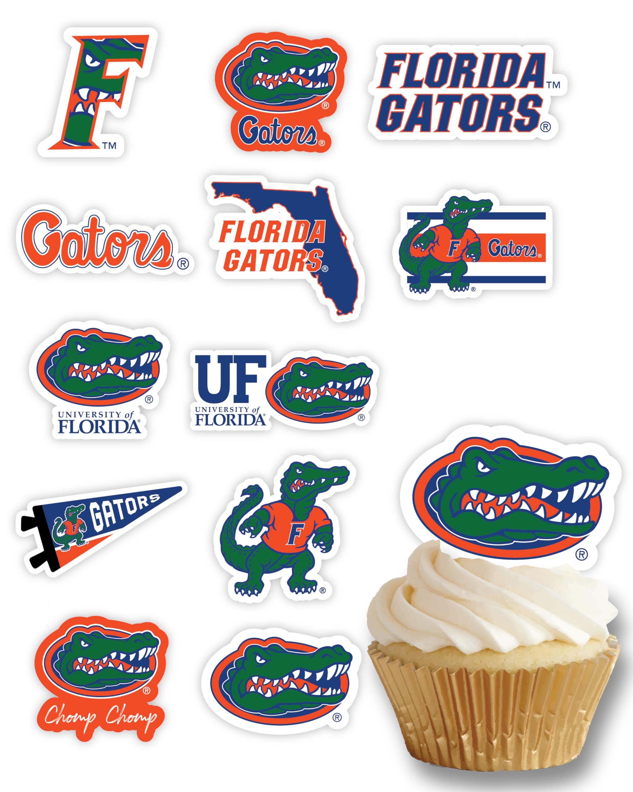 University of Florida Cupcake Topper Party Supplies for Football, Birthday, Graduation Party Decorations (24 Pieces) (Florida Gators)
