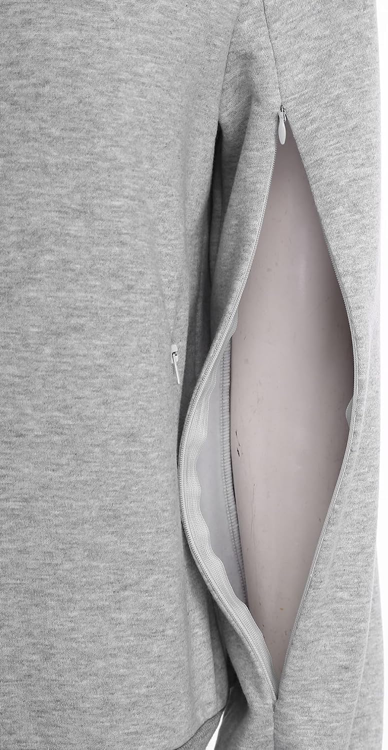 YiZYiF Zipper Recovery Sweatshirts for Womens Zip-up Adaptive Hemodialysis Adaptive Jacket with Pockets