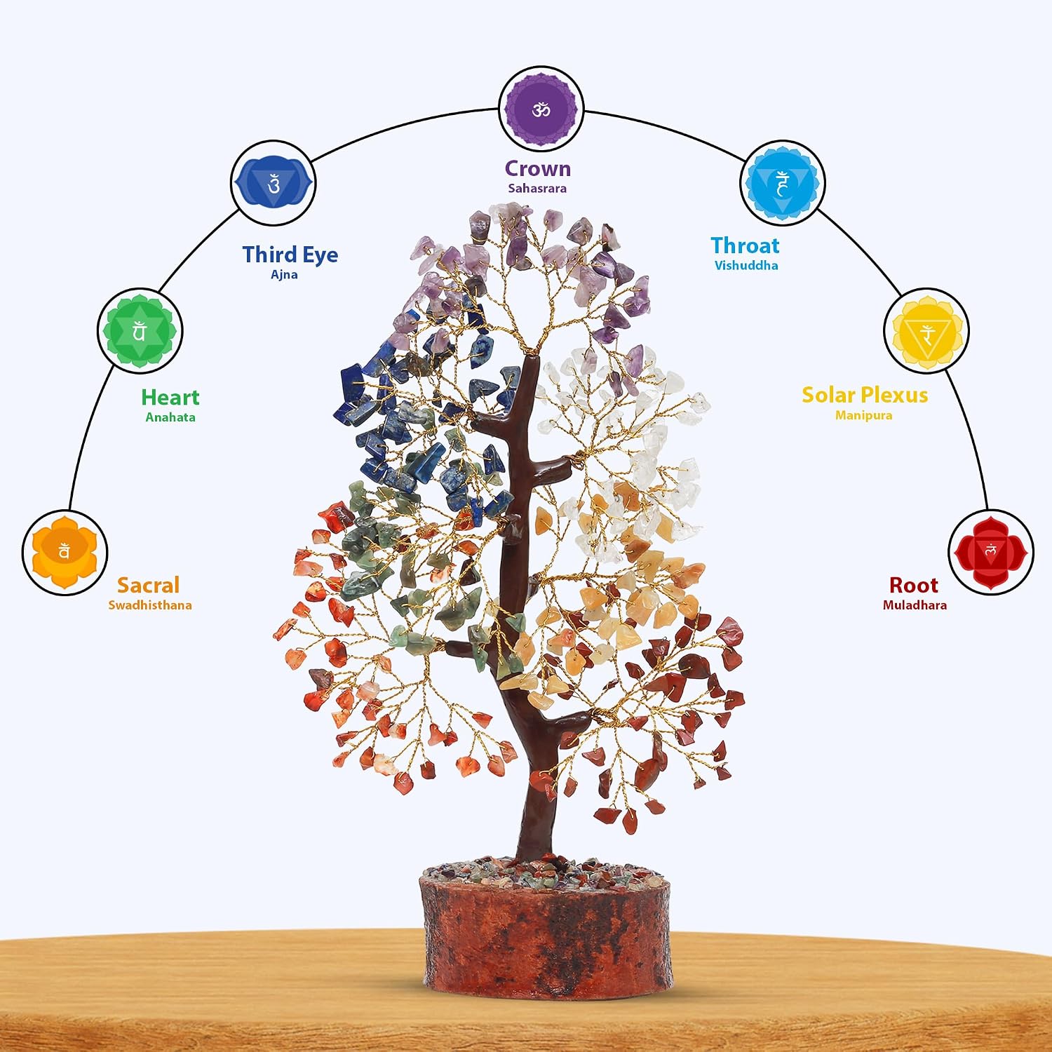 Árbol de 7 chakras, árbol de cristal, árbol de la vida, árbol de 7