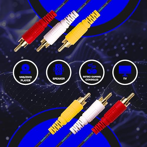 Miniatura 2 de SatelliteSale Cable compuesto de 3 machos a 3 machos RCA Audio Video AV Cable universal de PVC Negro Cable 3 pies