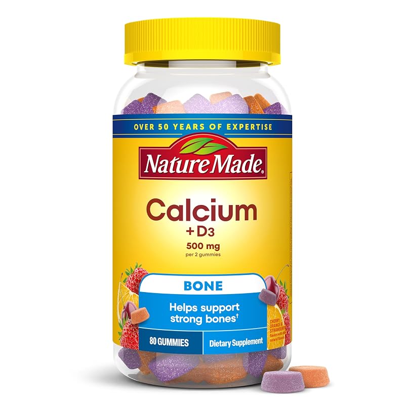 Nature Made Suplemento de cálcio com vitamina D3, 500 mg por porção, 80 gomas
