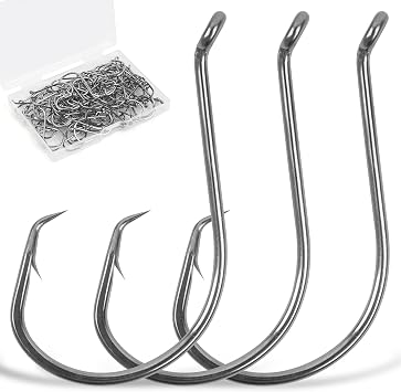 Circle Hooks Fishing Hooks,50/100pcs 2X Strong Octopus Hooks Sea Fishing Hooks Offset Sport Circle Hooks for Saltwater Freshwater Bass Carp Pike Tuna Sea Fishing Tackle Gear