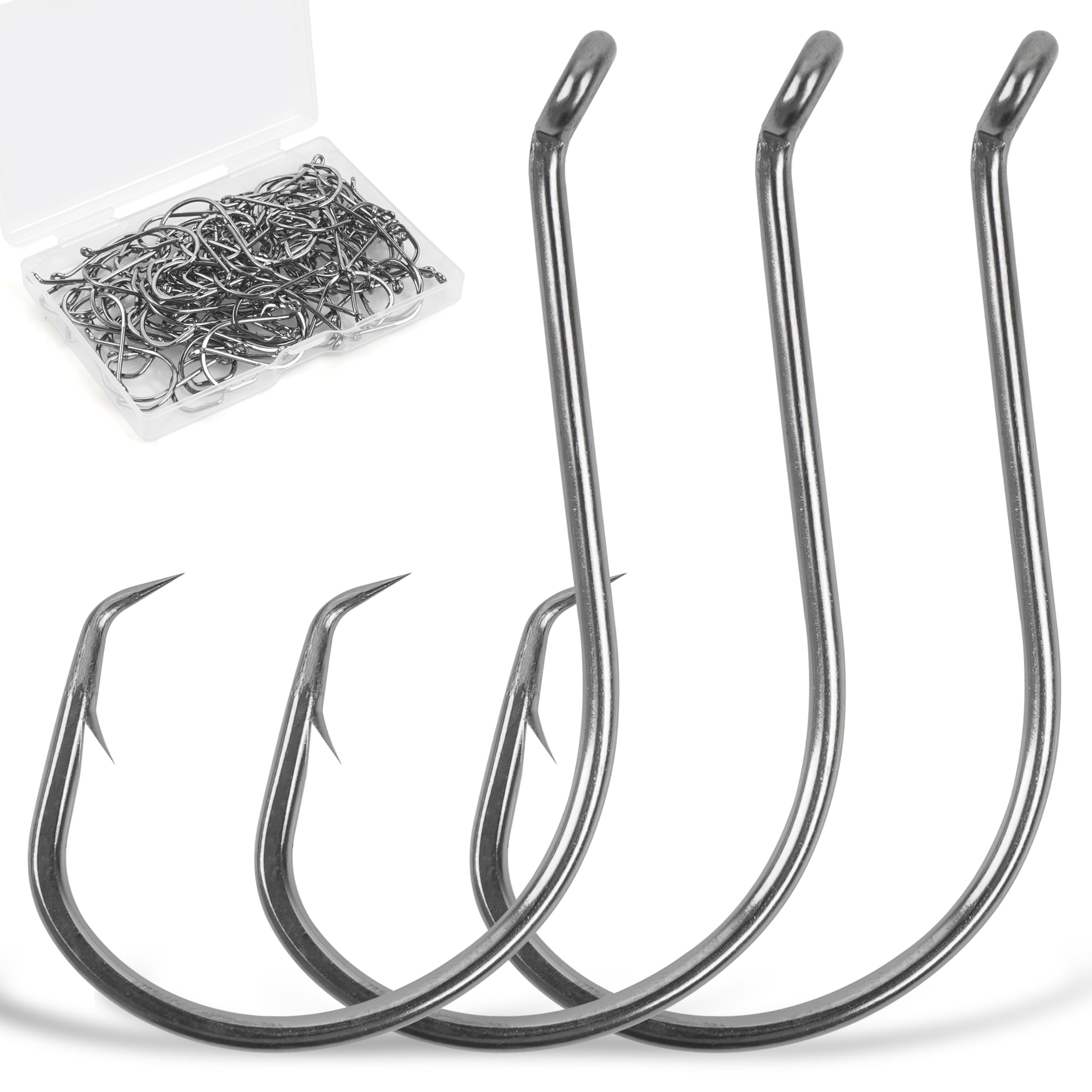 Circle Hooks Fishing Hooks,50/100pcs 2X Strong Octopus Hooks Sea Fishing Hooks Offset Sport Circle Hooks for Saltwater Freshwater Bass Carp Pike Tuna Course Sea Fishing Tackle Gear (50pcs_2/0)