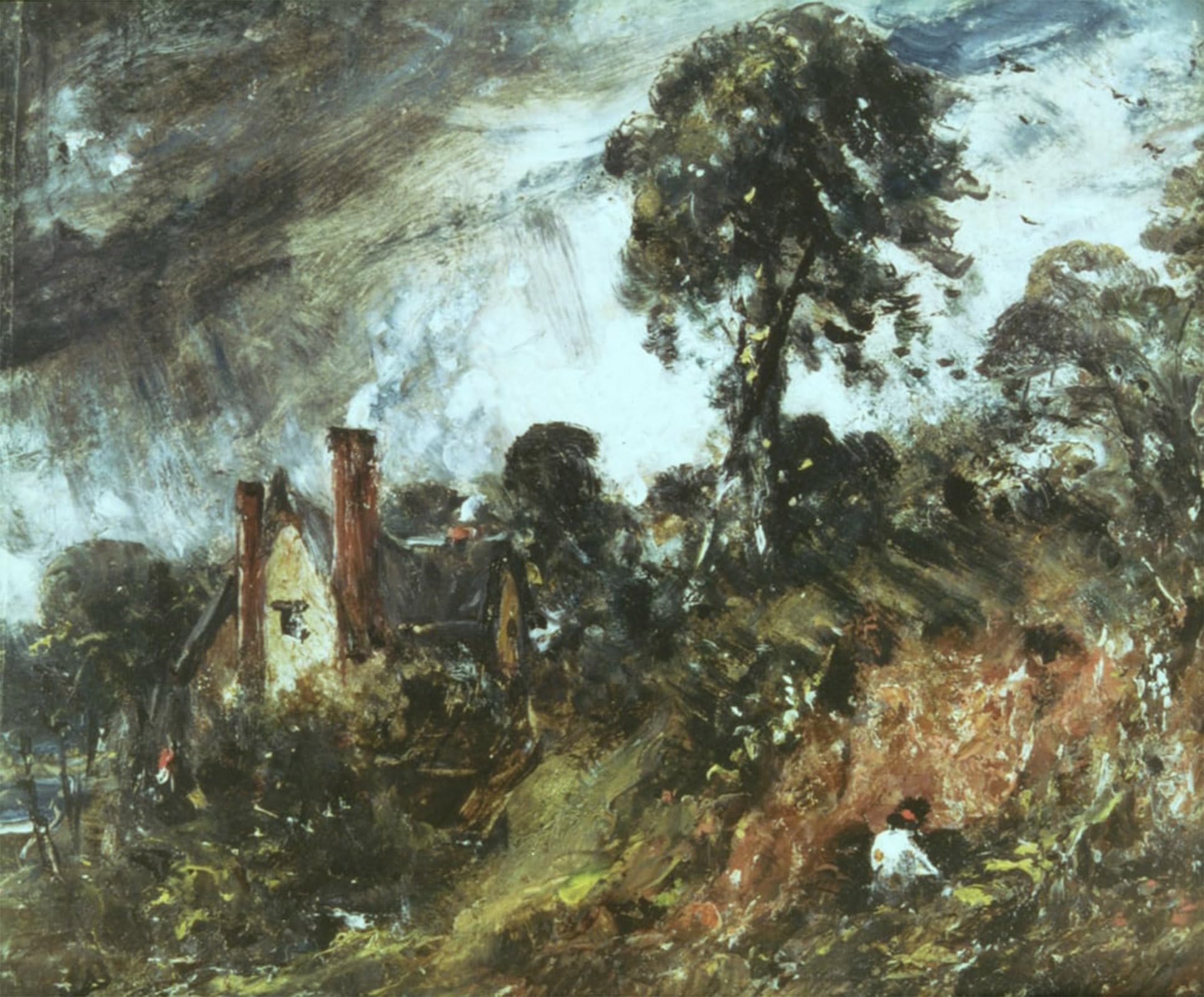 ARTXLXXBN Famous Painting Canvas Artwork Graffiti Print Cottage Among Trees with a Sandbank by John Constable Portrait Canvas Image for Home Decor 60x90cm