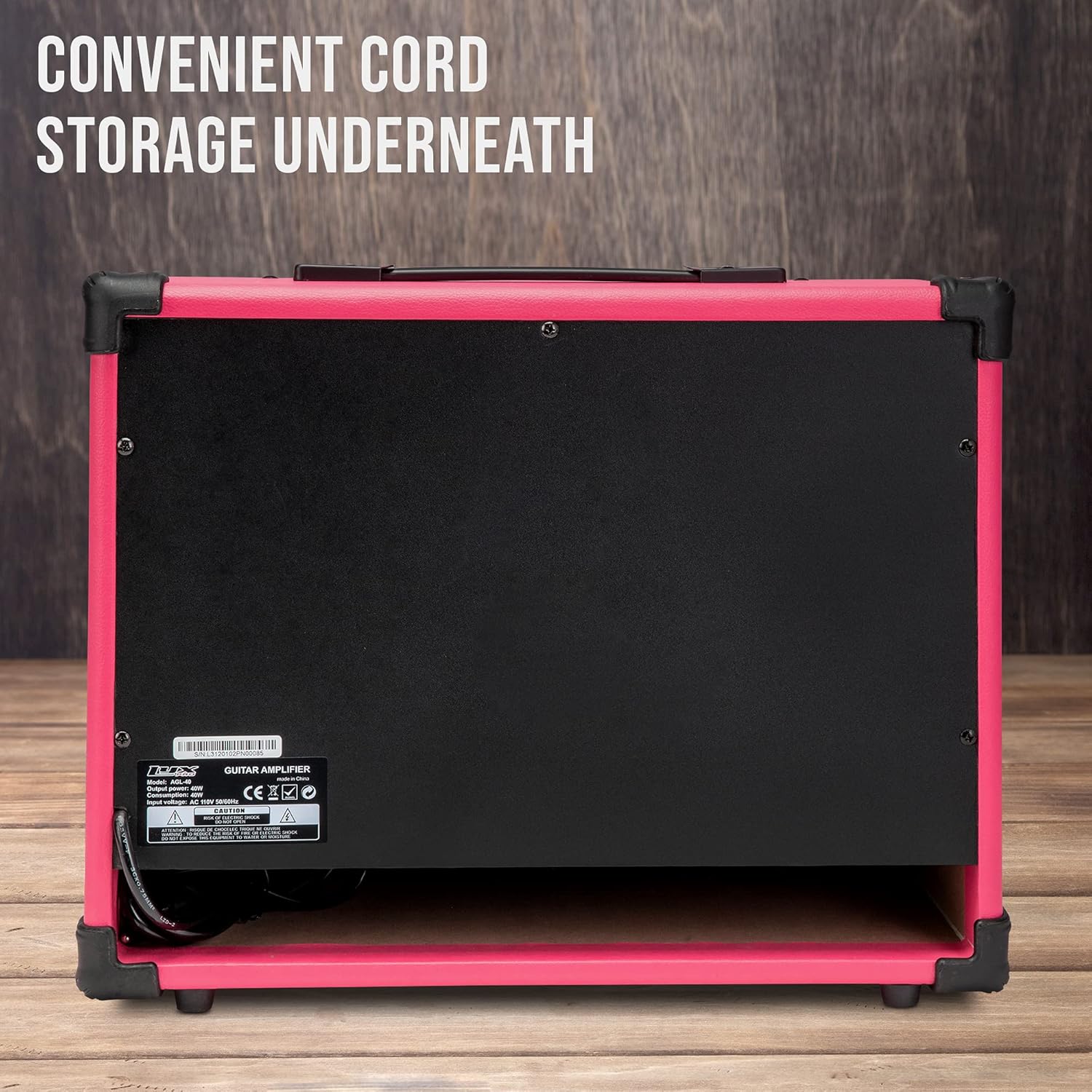 LyxPro 40 Watt Electric Guitar Amplifier | Combo Solid State Studio Amp with 8” 4-Ohm Speaker, Custom EQ Controls, Drive, Delay, ¼” Passive/Active/Microphone Inputs, Aux In & Headphone Jack - Pink