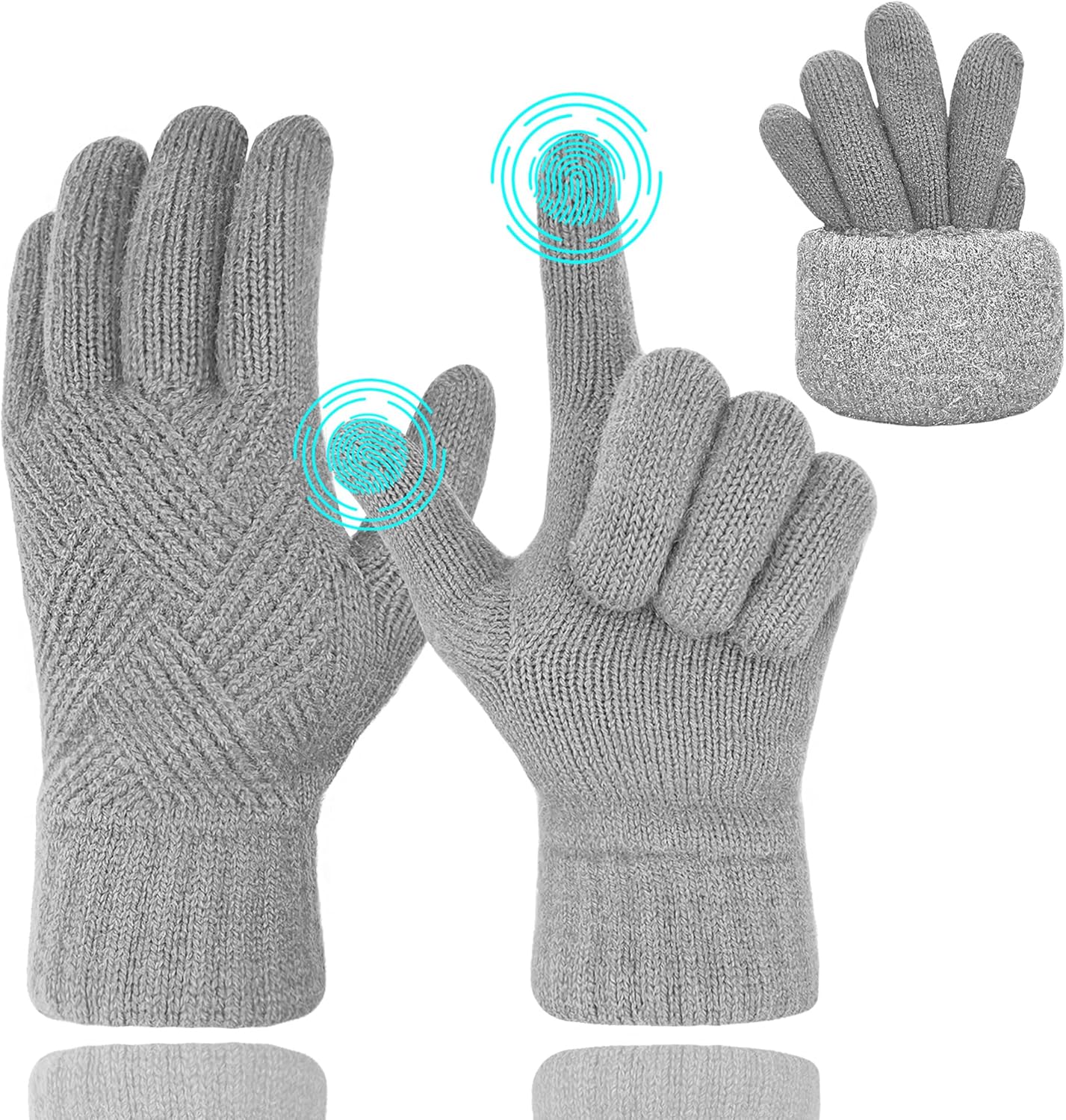 Gants Femme DH Tactiles - Extras Chauds Doux - Thermiques Stretch - Noirs - Taille Unique