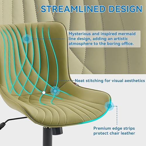 Miniatura 4 de YOUNIKE Silla de oficina, silla de escritorio sin brazos con ruedas, sillas de trabajo para computadora de oficina en casa, moderna silla acolchada