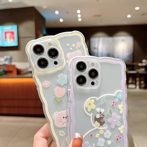 Miniatura 5 de Funda compatible con iPhone 13 Pro, bonito diseño floral de mariposa de dibujos animados para mujeres y niñas, funda estética kawaii delgada y suave