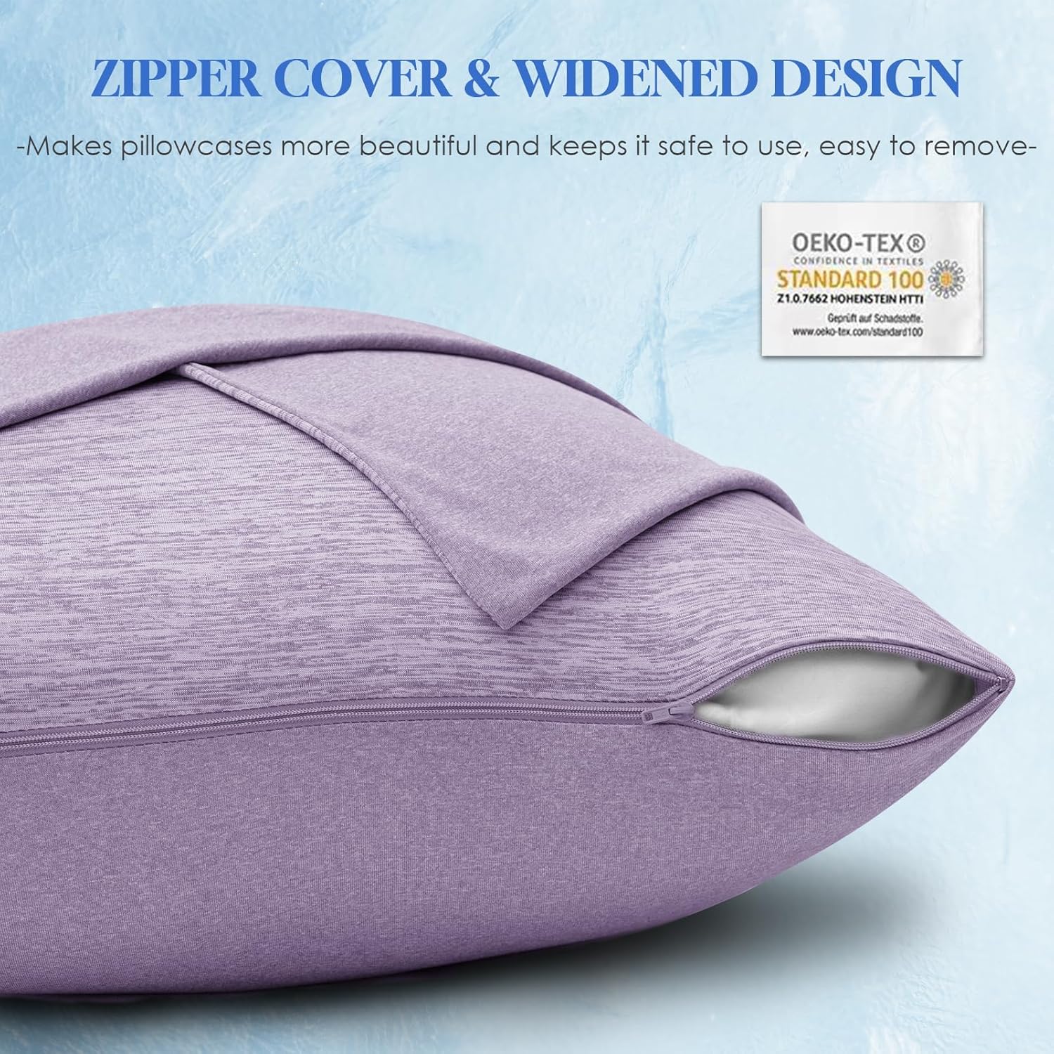 CHOSHOME Cooling Pillow Cases Zipper Pillow Covers Q-Max > 0.45 Zippered Pillowcases for Hot Sleepers, Soft, Breathable, Skin-Friendly, 4 Pack (Standard, 20"x26", Purple)