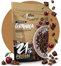 1 Attimo in Forma | Protein Granola 21% No Added Sugar 300 g - Rich in Crispy Fibre Nutrient Breakfast (1 Pack, Brownie and Cherry)