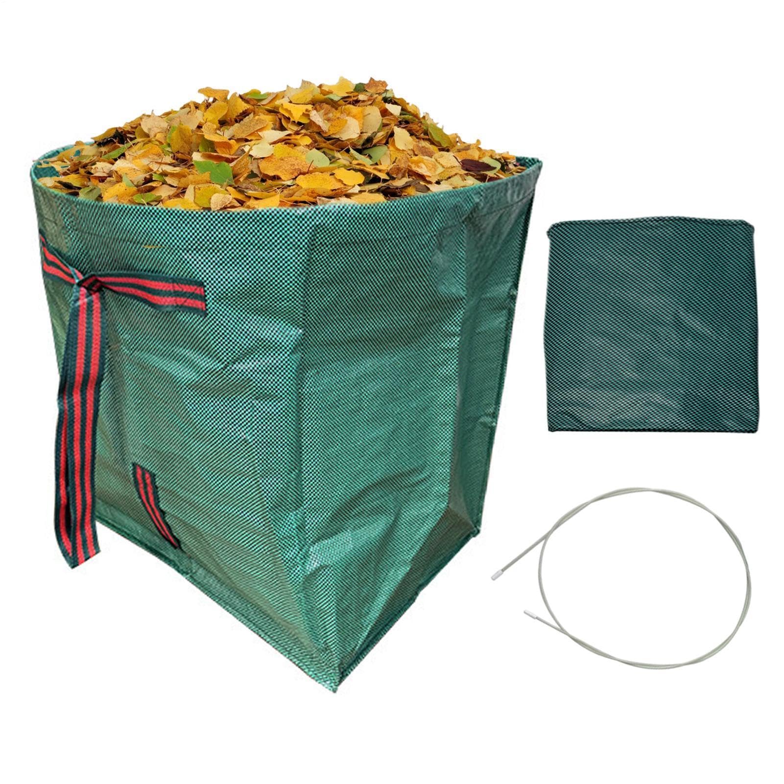 Bolsas de basura para patio, cesta de basura resistente, bolsa grande reutilizable para colección de jardín, contenedor plegable de limpieza al aire libre, estructura de tela recubierta de