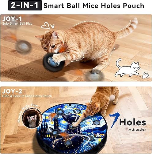 Interactive Cat Toy with Motion Activated Ball & — shown in a real home setting for scale