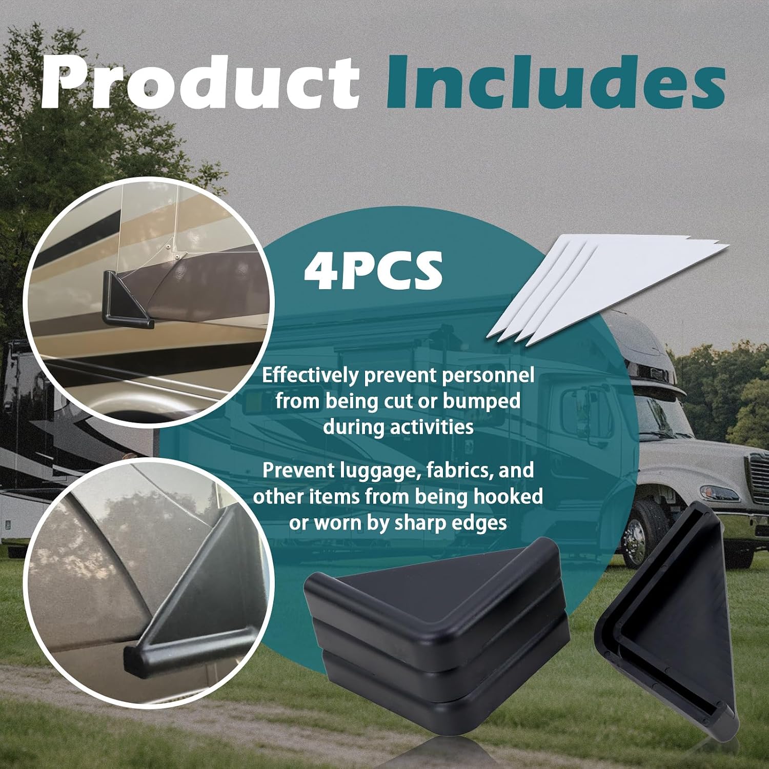 RV Slide Out Corner Guards Compatible with Camper, Trailer Sharp Corners (4 Pack)