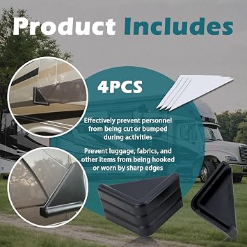 RV Slide Out Corner Guards Compatible with Camper, Trailer Sharp Corners (4 Pack)