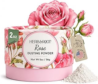 Rose Dusting Powder (2 oz Travel Size) – Talc-Free Body Powder with Arrowroot & Magnesium for Odor & Moisture – Soothing Anti-Chafe Powder for Underarms, Bra Line & Body – Made in USA