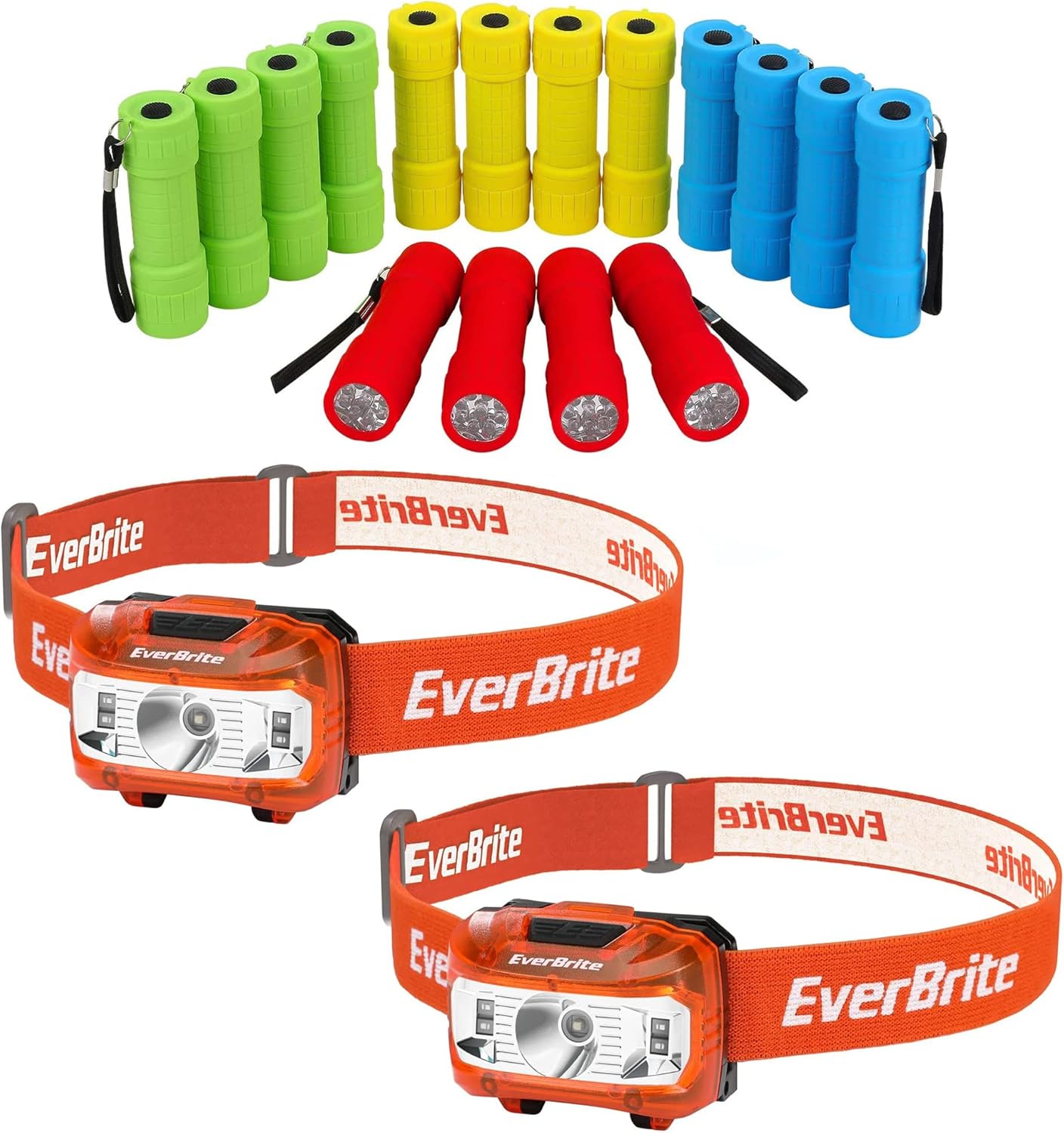 EverBrite 16-Pack Mini LED Flashlight Set and 2 Pack LED Headlamp
