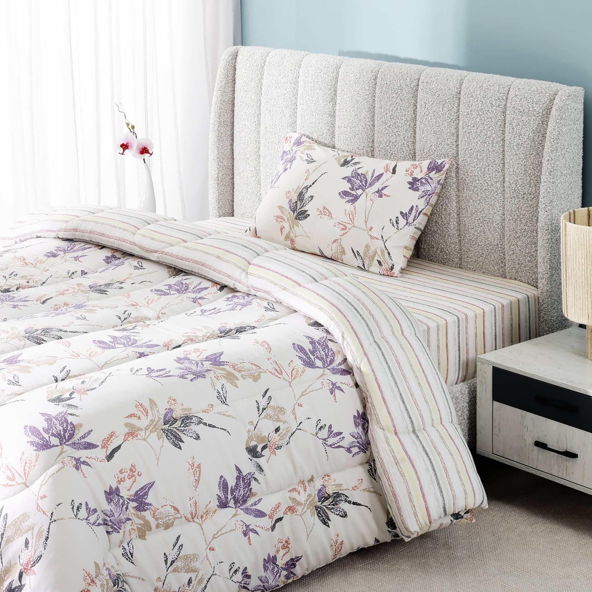 homes r us Hamilton Single-Sized Comforter Set, Purple - 150X200 Cm