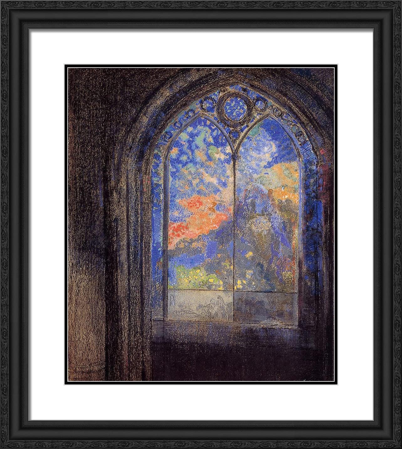 ArtDirect Redon, Odilon 20x22 Gold Ornate Framed Art Print with Double Matting Titled: The Mysterious Garden