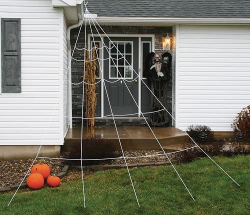 Fun World Giant Super Spiderweb Outdoor Haunted House Decoration, White,