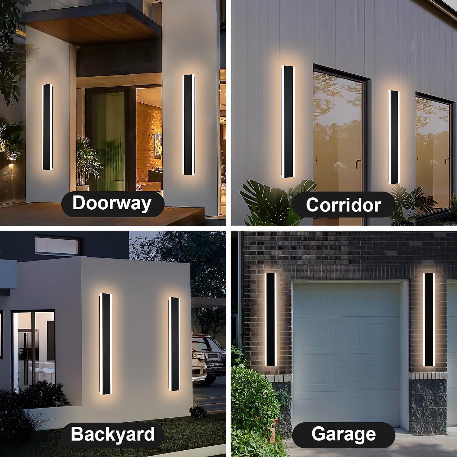2-Pack 40-Inch Outdoor LED Wall Light Fixtures, IP65 Waterproof Exterior Wall Sconce Lighting with Build-in Integrated LED & 5 Color Dimmable (3000K/3500K/4500K/5000K/6000K)