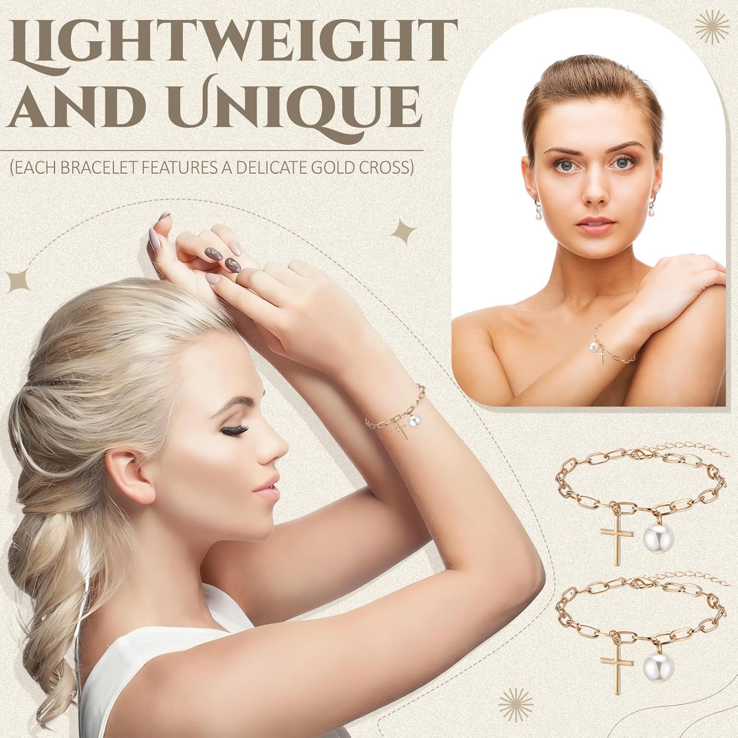 48 Pcs Cross Bracelets for Women Gold Christian Cross Bracelets for Easter Religious Adjustable Faith Jewelry Gift for Baptism Party Favor Wedding Church Events - Image 3