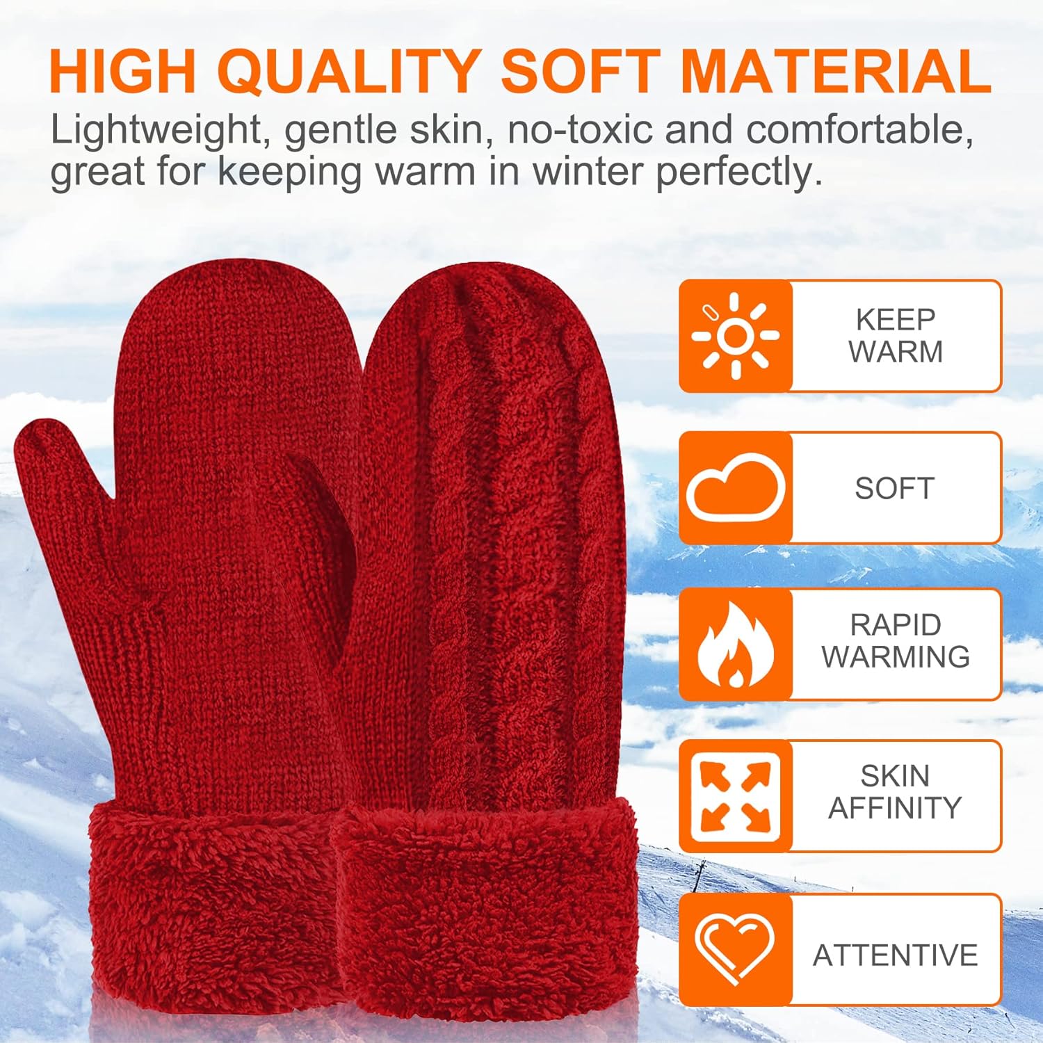 Women's Winter Gloves Warm Lining - Cozy Wool Knit Thick Gloves Mittens in 11 color (red) at  Women’s Clothing store