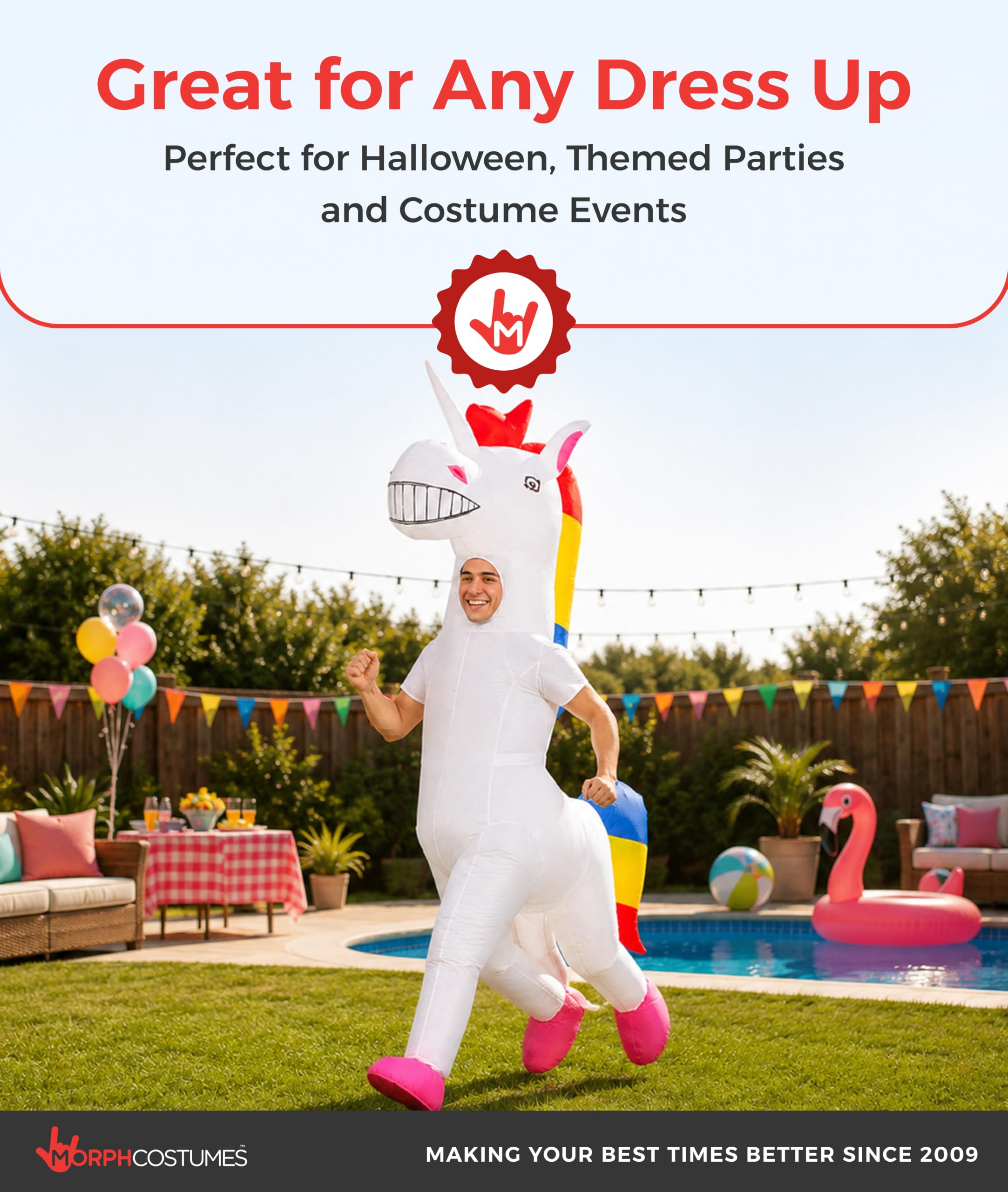 Morph Aufblasbares Einhorn Kostüm Erwachsene, Einhornkostüm Herren Damen, Karneval Kostüm Erwachsene, Lustiges Kostüm, Aufblasbares Kostüm
