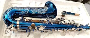 Eastern Music intermediate blue glossy lacquered alto saxophone with case