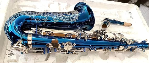 Eastern Music intermediate blue glossy lacquered alto saxophone with case