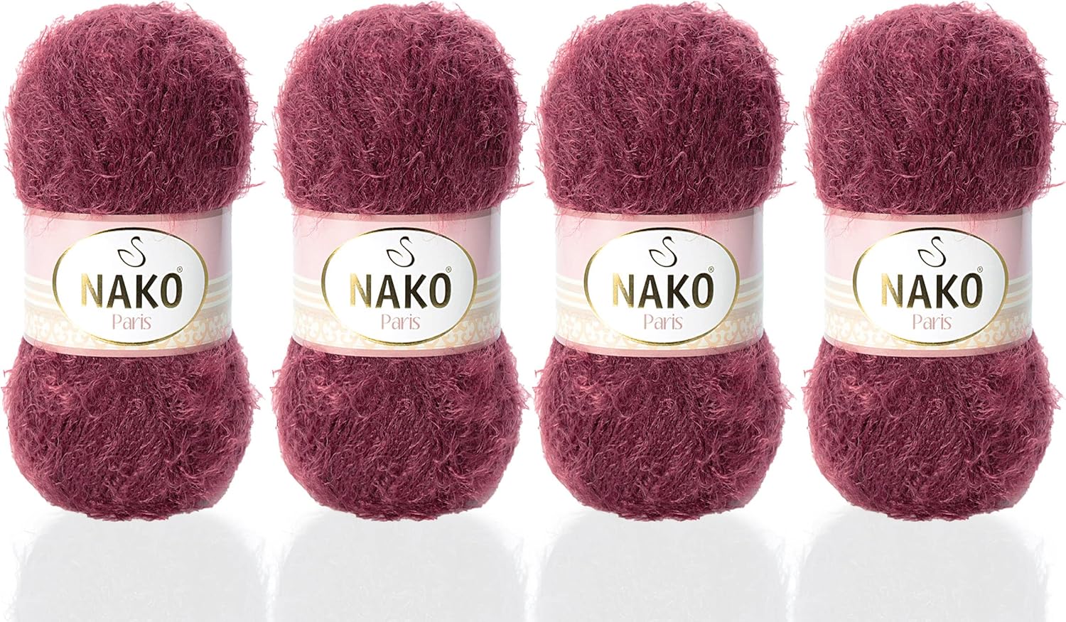 NAKO Paris, Knitting Yarn, Crochet Yarn, Acrylic Shawl Winter Hat Scarf Yarn - 4 Skein(Ball) 40% Premium Acrylic - 60% Polyamide Each Skein/Ball 100 gr 268 yds (Burgundy 11273)